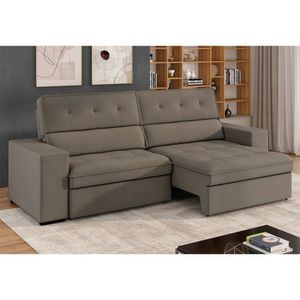 Sofá 4 Lugares Retrátil E Reclinável 250 Cm Grécia Marrom