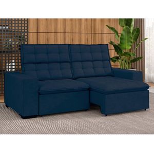 Sofá 3 Lugares Retrátil E Reclinável 207 Cm Ac232 Lugano Azul