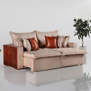 Sofá Retrátil 2 Lugares 220cm Siena Bege/marrom
