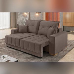 Sofá Retrátil 2 Lugares Veludo 100cm X 190cm Marrom
