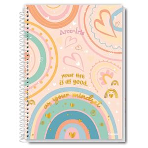 Caderno Espiral Universitário A4 1 Matéria 80 Folhas Capa Dura Arco-íris Credeal Estampa 1