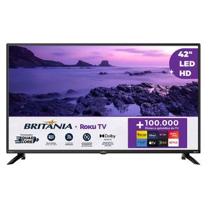 Smart TV 42” Britânia BTV42G6FR2CP Roku TV Dolby Audio Bivolt