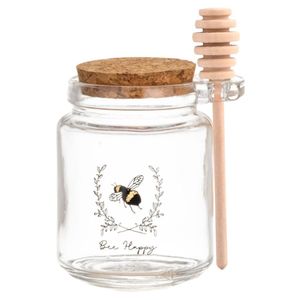 Meleira Vidro 230ml Tampa Rolha Colher Pega Mel Praticidade Elegância Design Rústico Ideal Para Servir Mel Decoração Cha