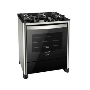 Fogão De Piso A Gás 5 Bocas Tripla Chama Gran Cheff Trempe Ferro Fundido Mesa Vidro 220V Fischer
