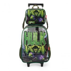 Kit Mochila E Lancheira Preta Hulk - Luxcel - Avengers