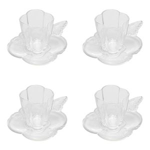 Conjunto Com 4 Xí­caras E Pires Para Café Wolff Butterfly Transparente