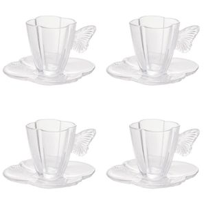 Conjunto Com 4 Xí­caras E Pires Para Chá Wolff Butterfly Transparente