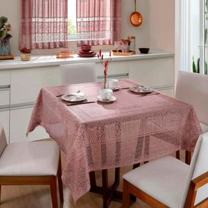 Toalha De Mesa Interlar Renda 100% Poliéster Quadrada Color 150m X 150m 4 Lugares Rose