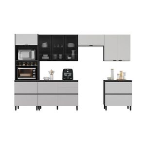 Cozinha Completa Itatiaia Lumina 350cm Em Madeira Mdf Grafite/fendi