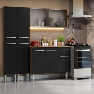 Armário De Cozinha Compacta 169cm Rustic/preto Emilly Madesa 10 Rustic/preto Rustic/preto