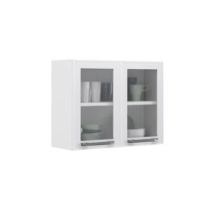 Armário Aéreo De Cozinha Branco 2 Portas Com Vidro New Premium