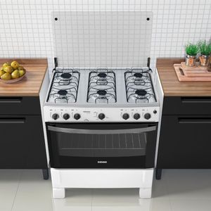 Fogão De Piso 6 Bocas A Gás Branco Itatiaia Waves Bivolt Com Acendimento Automático