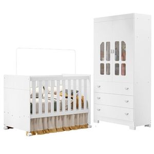Berço Americano E Guarda Roupa Infantil Katatau Branco Acetinado ? Reller
