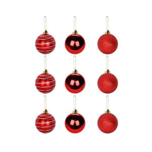 Kit De 9 Bolas De Natal Vermelhas 5cm - Toque Elegante Para Sua Decoração Festiva