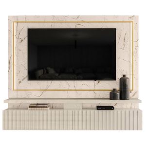 Painel Suspenso Tv 75 Polegadas 2 Portas 216 Cm Gaia Madetec Calacata Off White