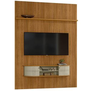 Painel Bancada Tv 65 Polegadas 244x179cm Monte Carlo Madetec Cumaru Opala