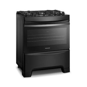 Fogão Continental 5 Bocas FC5GB Preto Com Mesa De Vidro Preto Bivolt
