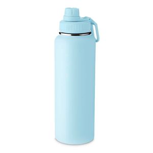 Garrafa Térmica Azul Com Alça - 1,2l Para Bebidas Quentes E Frias Em Aventuras Ao Ar Livre