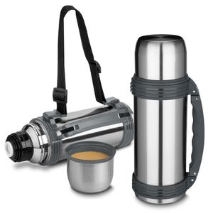 Garrafa Térmica Cinza Com Alça - 1,2 Litros De Capacidade