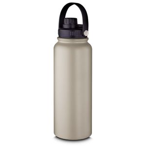 Garrafa Térmica De Aço Inox 1,1l Com Alça - Beige, Dupla Parede, Ideal Para Viagens