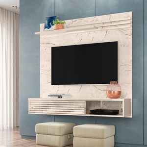 Painel Bancada Suspensa Frizz Sublime Para Tv Até 55'' Cumaru- Off White