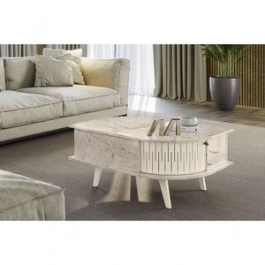 Mesa De Centro Para Sala Indianápolis Madetec - Calacata-off White