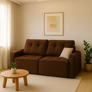 Sofá Retrátil Reclinável 2 Lugares Para Recepção Suede Oslo Marrom