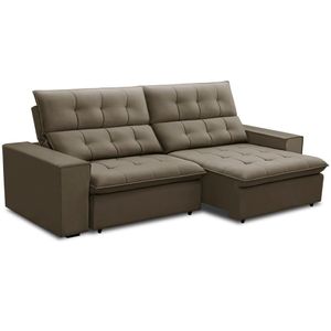 Sofá Retrátil Reclinável Para Sala 3 Lugares 250cm Vincent F04 Veludo Marrom Claro - Lyam Decor