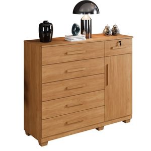 Cômoda Milão 6 Gavetas 1 Porta 1 Prateleira Com Sapateira Cinamomo