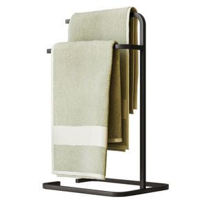 Porta Toalha Duplo Toalheiro Para Banheiro Level Preto