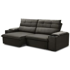 Sofá Retrátil Reclinável Para Sala 3 Lugares 205cm Gordon F04 Veludo Marrom Escuro - Lyam Decor