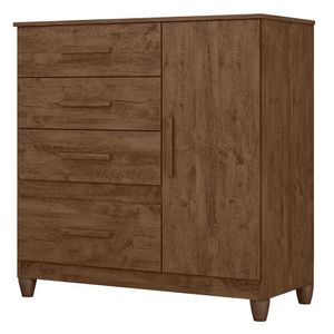 Comoda Venus 4 Gavetas 1 Porta Com Pes 98 Cm Castanho Wood Flex Moval