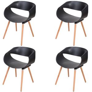 Kit 4 Cadeiras Laís Anm8035f Anima Office Em Polipropileno Preto Base Em Madeira