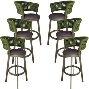 6 Banqueta Somália Em Alumínio E Corda Náutica Jardim Verde Musgo