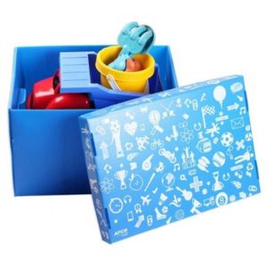 Caixa Organizadora 45x33x15cm Azul Com Estampa Sortida - 39baz1101 - Atco Caixa Organizadora 45x33x15cm Azul Atco