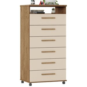 Cômoda Veneza 6 Gavetas Amêndoa Off White