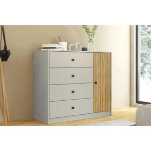 Cômoda Casal Mb 1059 C- 1 Porta E 4 Gavetas 100cm Mel-off White - Movelbento