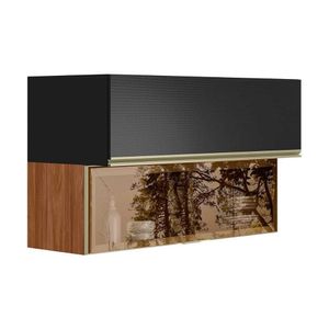 Armário Aéreo P- Cozinha Proença C- 2 Portas Basculante (1 C- Vidro Reflecta) 120cm Nogueira-carbono Prime Tx - Demóbile