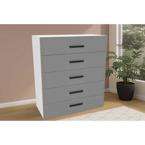 Cômoda Casal Valência C- 5 Gavetas Branco-cinza - Politorno