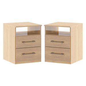 Kit 2 Mesas Cabeceira Gavetas 36x46cm Mdp 1040 Menu Móveis Carvalho