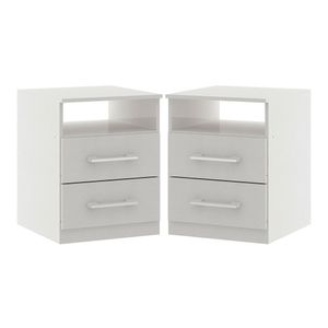Kit 2 Mesas De Cabeceira Com Gavetas 36x46cm Mdp Menu Móveis Branco