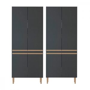 Kit 2 Armários Paneleiro Para Cozinha Multiuso Menu Móveis Preto