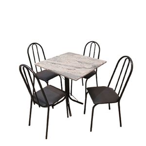 Conjunto Mesa Nevada 75x75cm Com 4 Lugares Tubo Preto Moura Preto