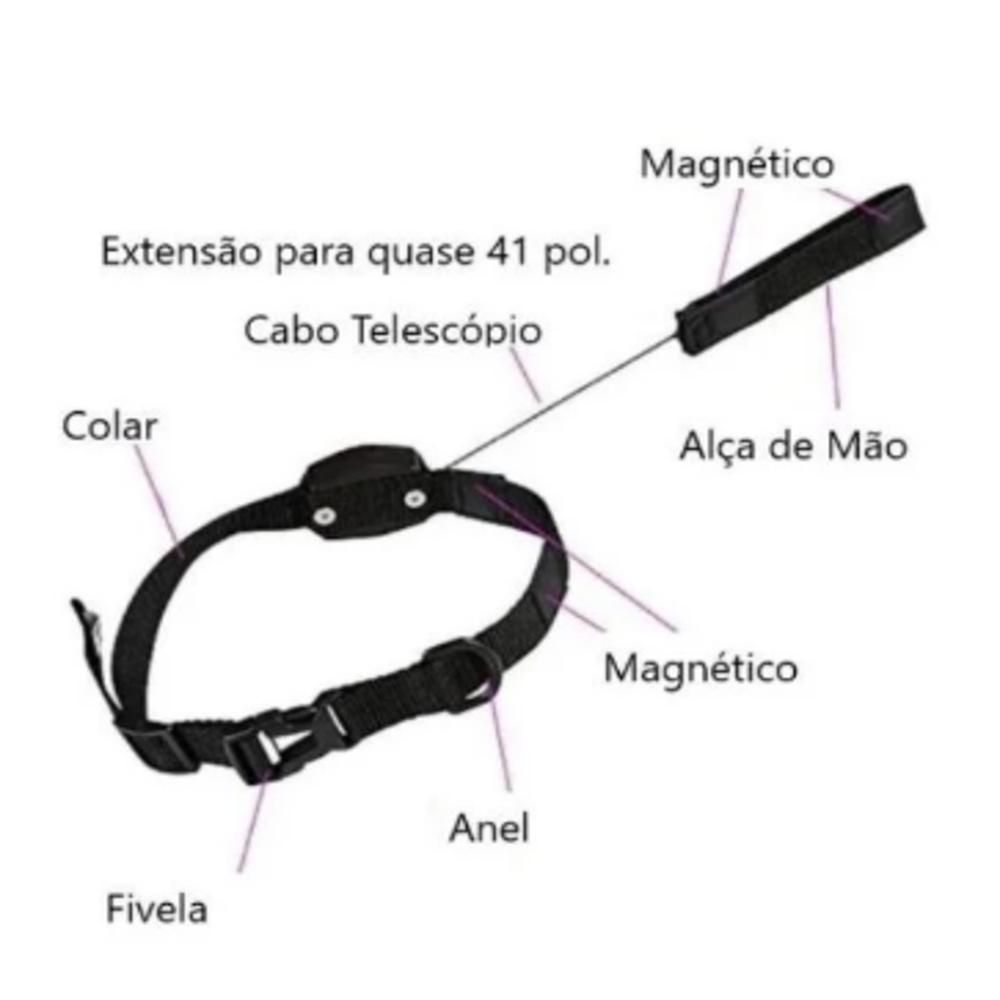 Encontraproduto.com.br - Guia Coleira Magnetica Cachorro 2 Em 1 Retratil Alca Caes Gatos Treinamento Adestramento Lucky Leash