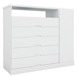 Comoda Portugal 5 Gavetas Com Sapateira 2018 Mademarcs Branco Acetinado