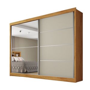Guarda Roupa Verona Plus 1 Porta Espelhado 100% Mdf Peroba-off White-peroba