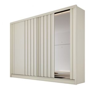 Guarda Roupa Galati Ripado Com 1 Espelho 100% Mdf Mademarcs Off White