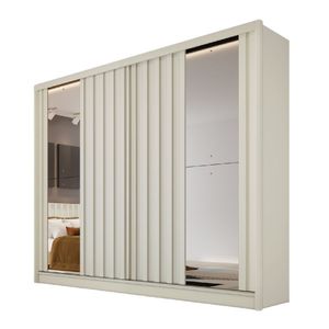 Guarda Roupa Galati Ripado Com 2 Espelhos 100% Mdf Mademarcs Off White