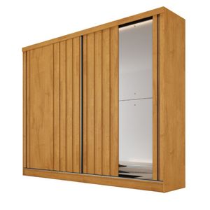 Guarda Roupa Galati Ripado Com 1 Espelho 100% Mdf Mademarcs Peroba