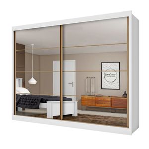 Guarda Roupa Sevilha 2 Portas Espelhadas 100% Mdf Mademarcs Branco Acetinado